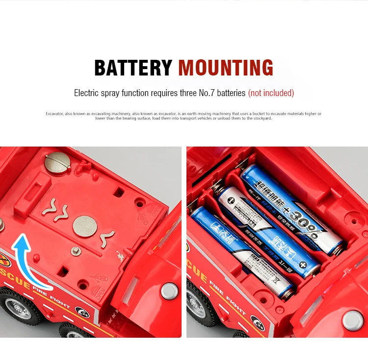 1/32 Alloy Fire Truck Model with Light, Sound, and Water Spray Features