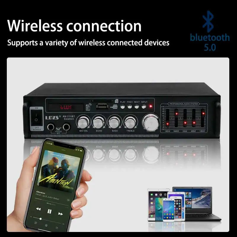 LDZS 111BT Bluetooth Digital Power Amplifier - 2 Channel Hi-Fi Stereo with FM &amp; USB