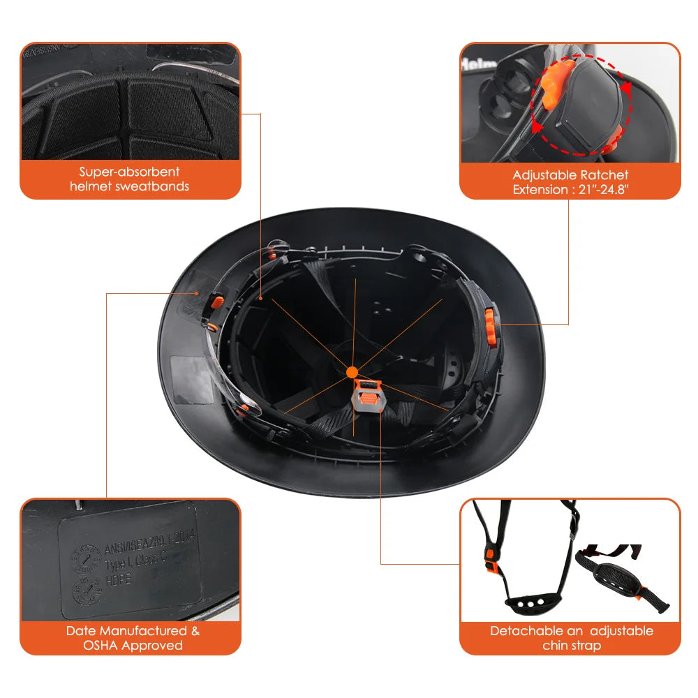 AQM0252 Carbon Fiber Brim Safety Cap &ndash; Built-In Goggles