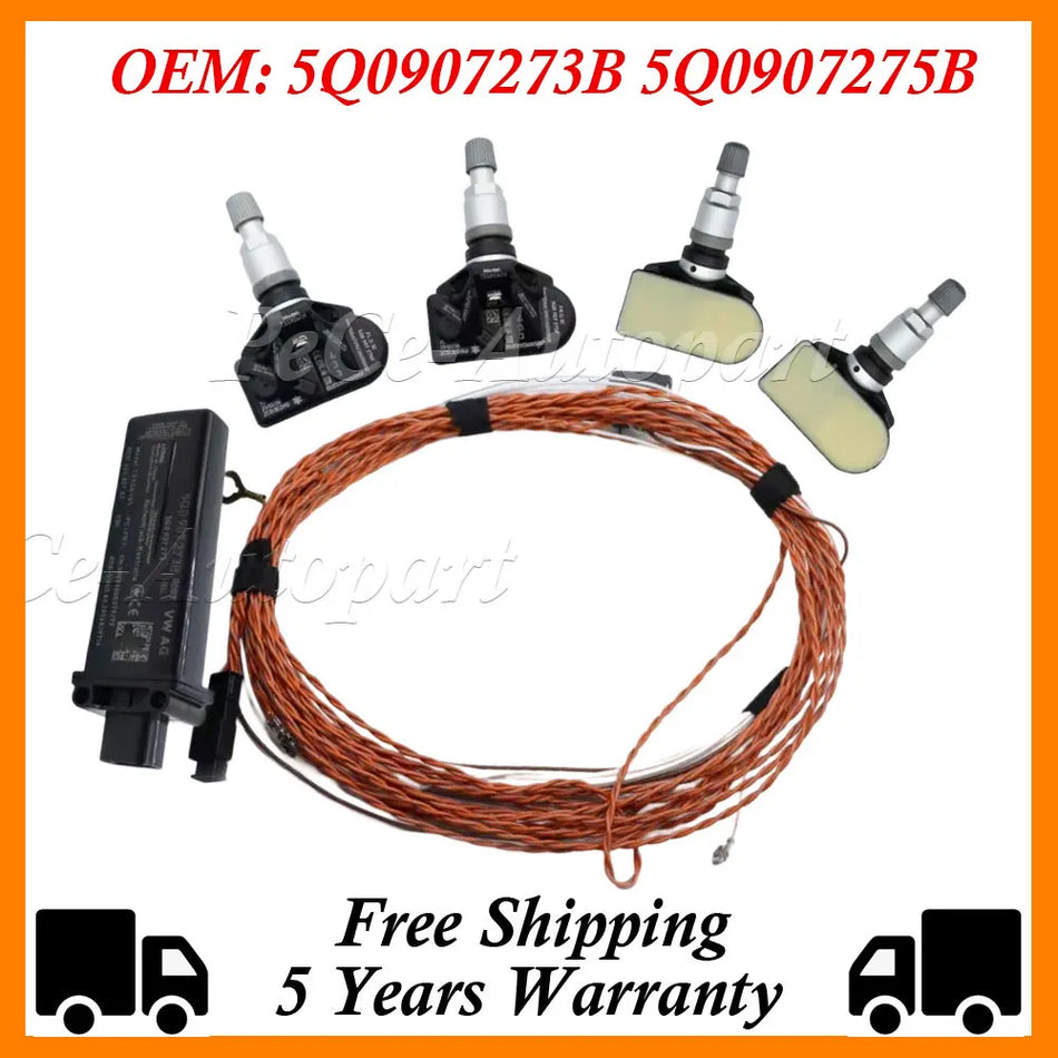 Senzor TPMS pentru presiunea în anvelope, cu valvă din cauciuc, pentru Audi A6 A7 A8 VW Touareg 5Q0907273B