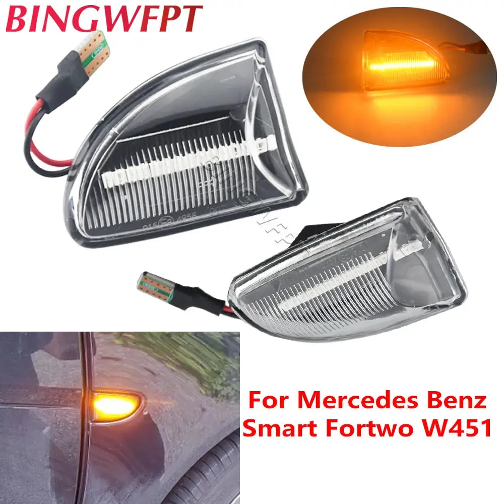 1 Pair LED Dynamic Car Blinker Side Mirror Marker Turn Signal Lights Lamp Accessories For Smart Fortwo 451 MK1 MKII 2007-2015 by InterCyprus Trading Ltd