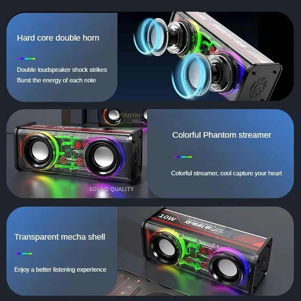 Bluetooth 5.0 Dual Speakers 1800mAh Mini &ndash; RGB Lights