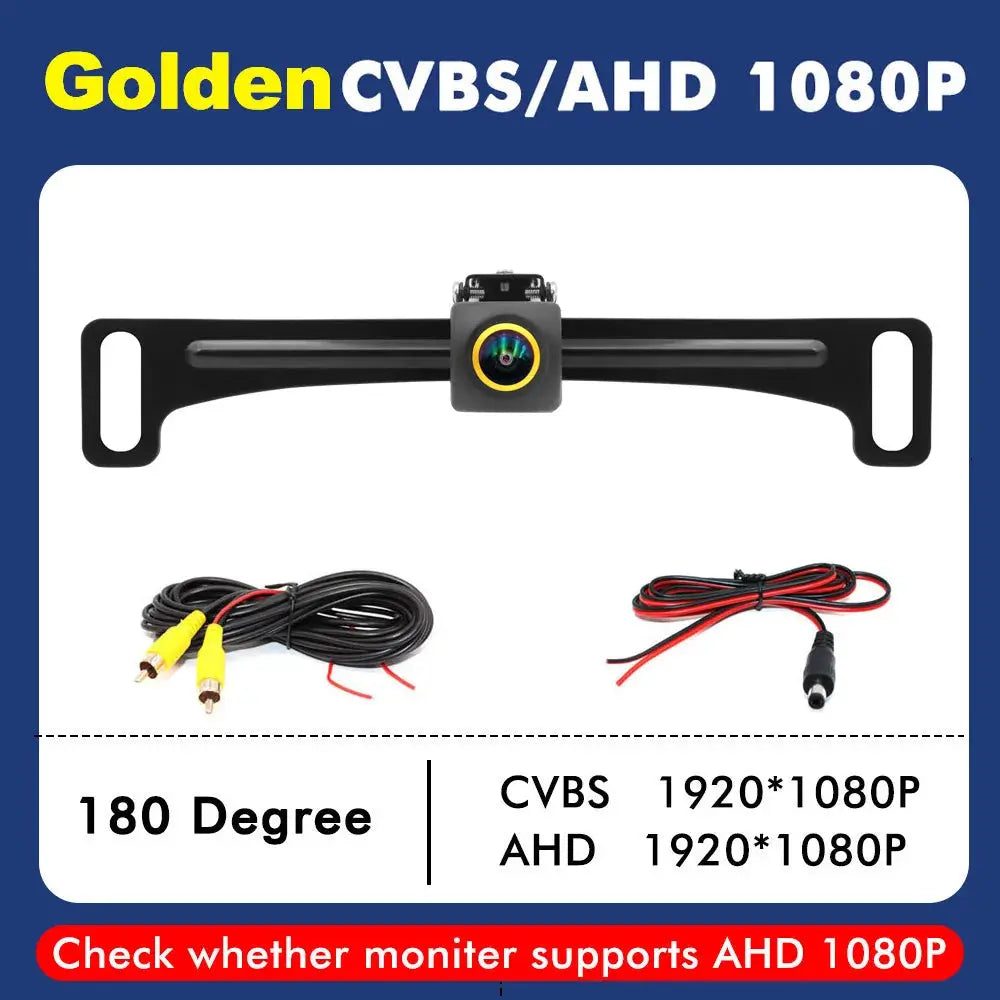 Waterproof AHD 1080P Car License Plate Rear View Camera 180° Fisheye Lens CVBS Switchable Reverse Parking Backup Camera by InterCyprus Trading Ltd