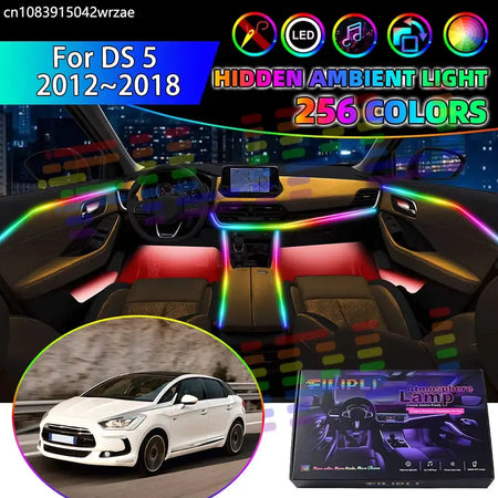 For DS 5 2012~2018 Citroen 2013 2014 2015 RGB Car Interior Ambient Lights Strips Breathing Lighting Kit App Control LED strips by InterCyprus Trading Ltd