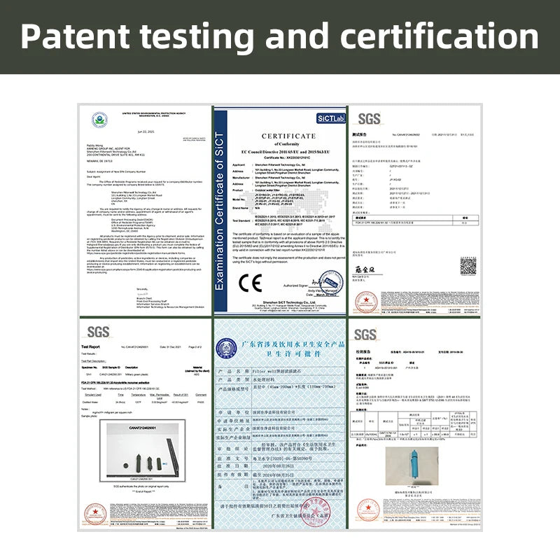 PACOONE Mini Camping Water Purification Filter Straw &amp; TUP Carbon Fiber Bag