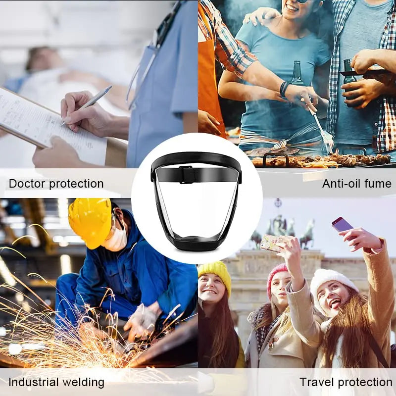 Transparent Facial Protector - Anti-Fog, Oil Proof, Full Face Shield for Weed Whacking &amp; Kitchen Use
