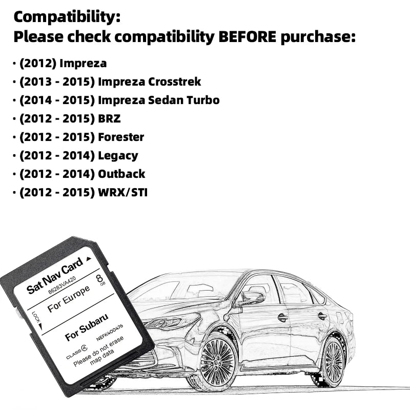 Subaru 86283VA420 Navigation Sat Nav &ndash; Europe Russia Maps