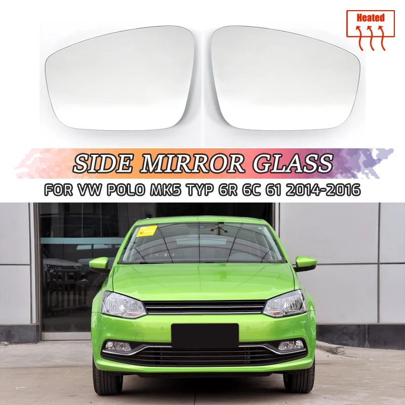 VW Polo 6R 6C Šildomas Veidrodžio Stiklas Kairėje Dešinėje Platus Kampas