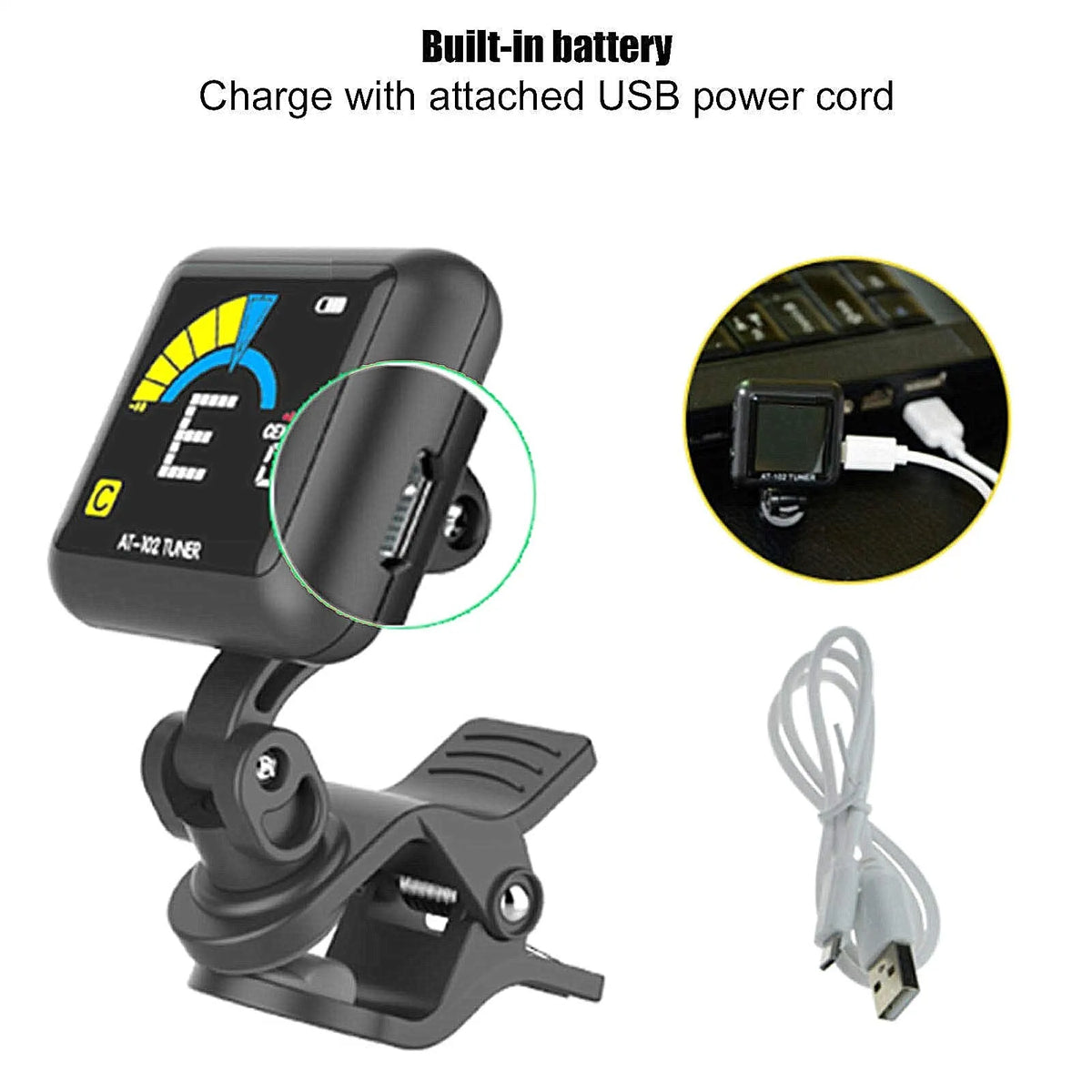 Guitar Tuner AT-102 &ndash; Clip-On Tuner for Multiple Strings
