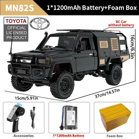 ZWN MN82 MN82S LC79 1/12 RC Pickup Truck - Off Road Capable MN82S Black 1B FB