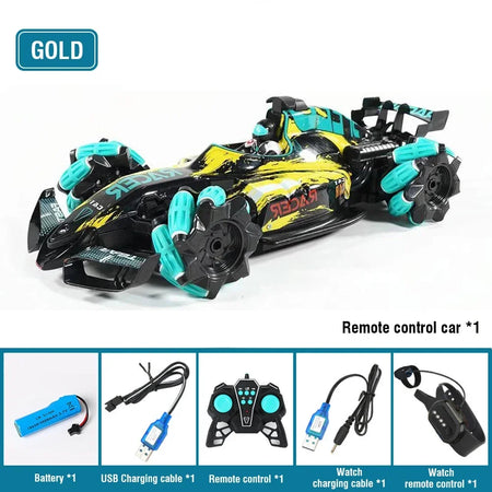 RC Stunt Car 4WD Drifting Toy &ndash; Dual Control Gesture Mode Gold DUAL CONTROL