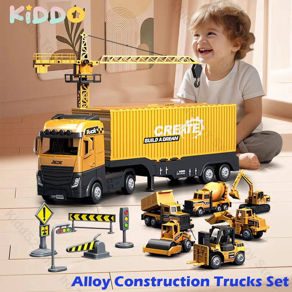 CONUSEA legering constructie container vrachtwagen speelgoed met lichten uit elkaar te halen graafmachine