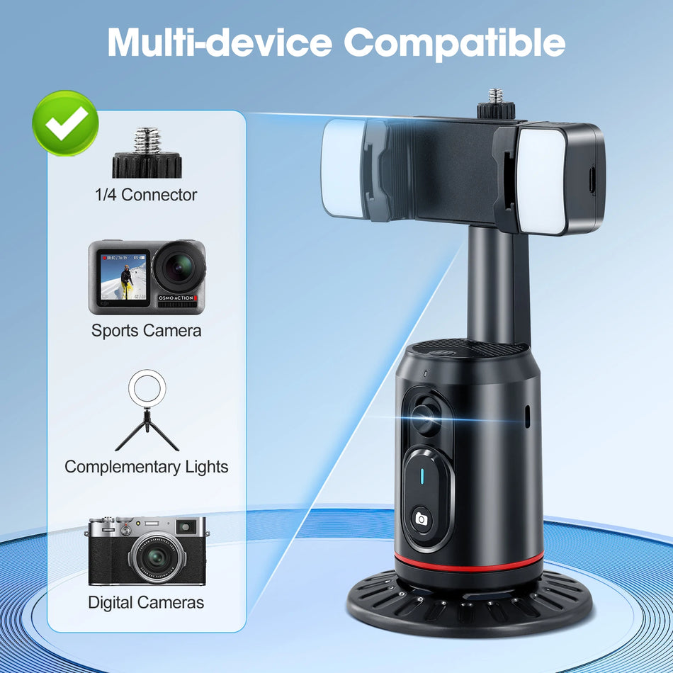 Auto Face Tracking Phone Holder Tripod With Remote Light