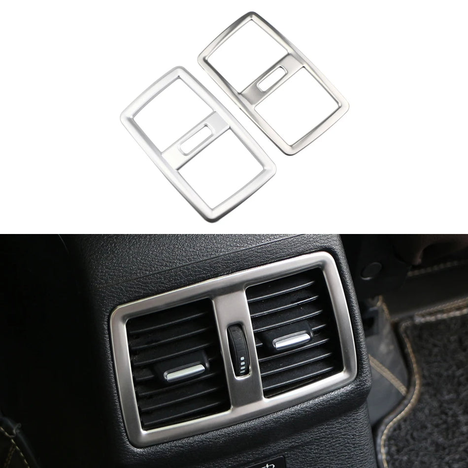 BMW X1 F48 galinio AC ventiliacijos apdailos dangtelių rinkinys, 2 vnt., ABS chromuota matinė sidabrinė apdaila