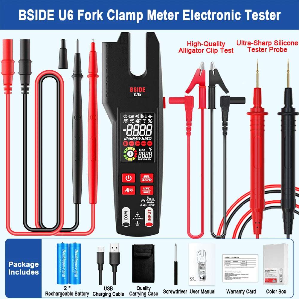 TK HOT BSIDE U6 Clamp Meter &ndash; 600A Auto Digital Multimeter BSIDE U6 KIT / CHINA