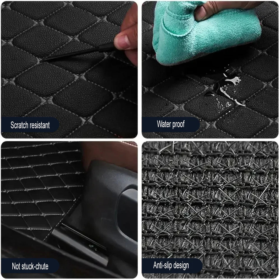 Car Floor Mats Universal PU Leather Waterproof Front and Rear Set