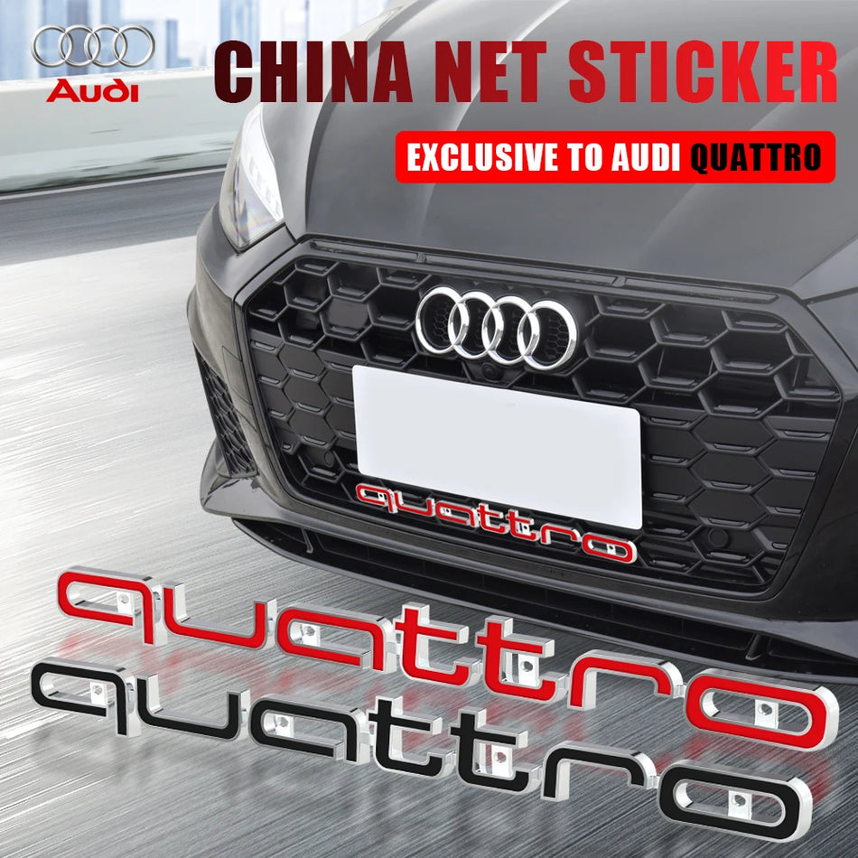 3D ABS Chrome Black Quattro Grill Emblem for Audi A4 B8 A3 8P A6 C7 8V RS Sline RSQ7