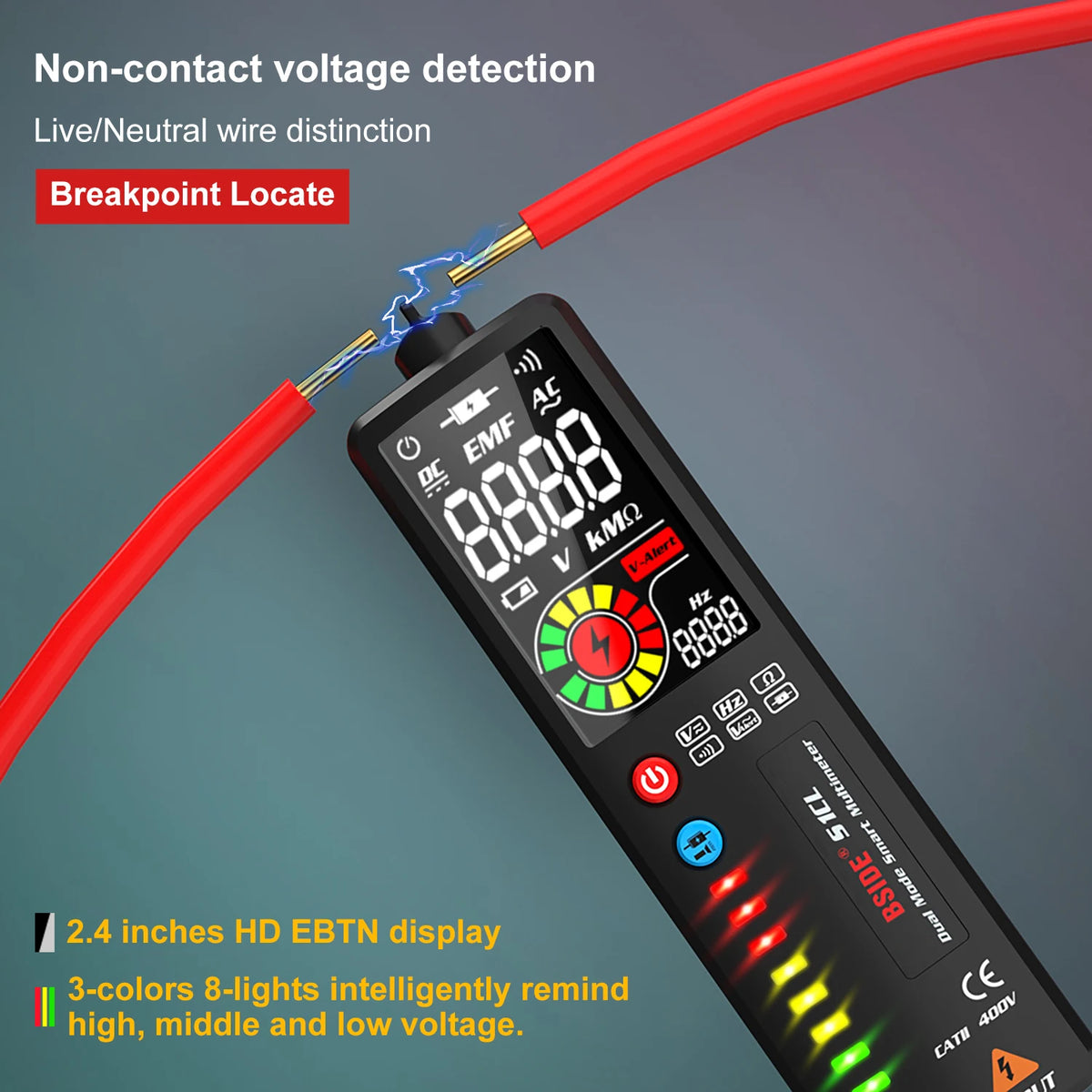 BSIDE LCD Voltage Detector &ndash; Non-Contact Voltage Testing with Sound and LED Alert