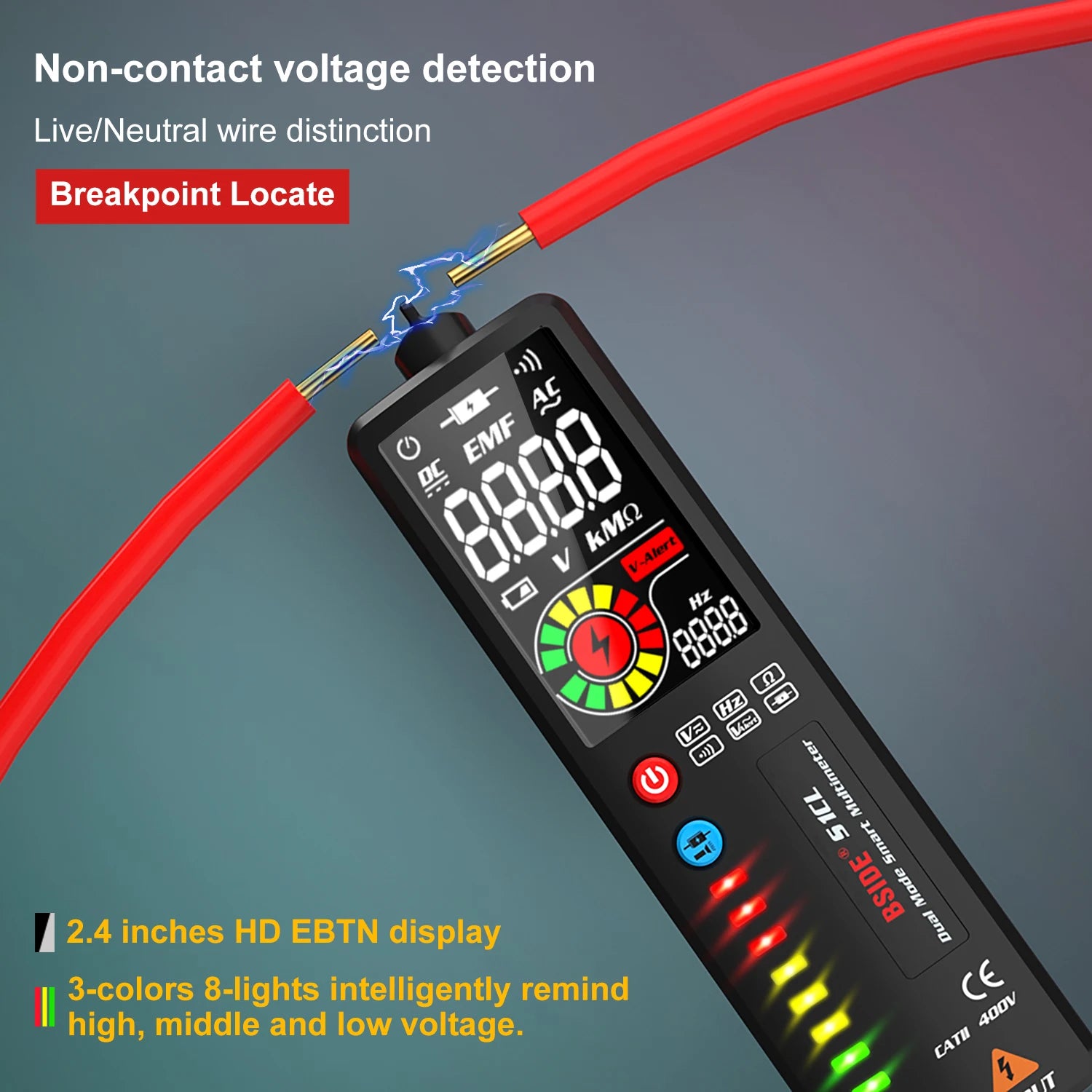 BSIDE LCD Voltage Detector &ndash; Non-Contact Voltage Testing with Sound and LED Alert