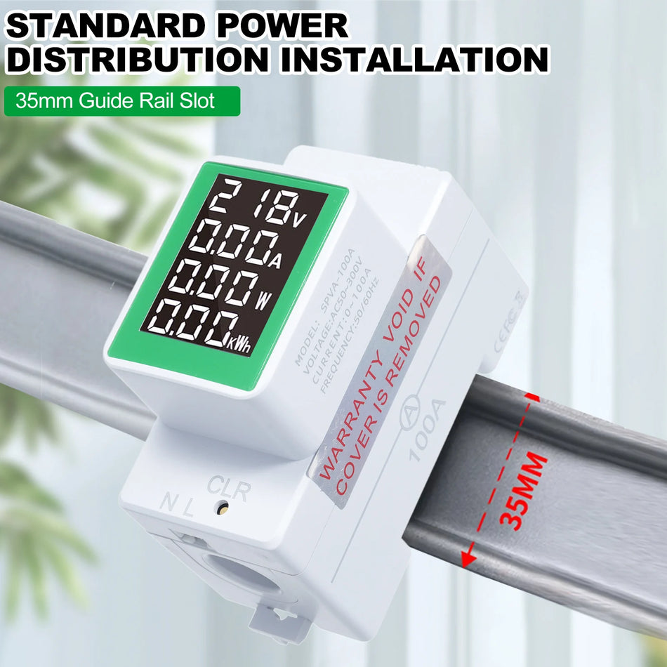 Licznik energii LCD na szynę DIN 50 do 300V 100A watomierz