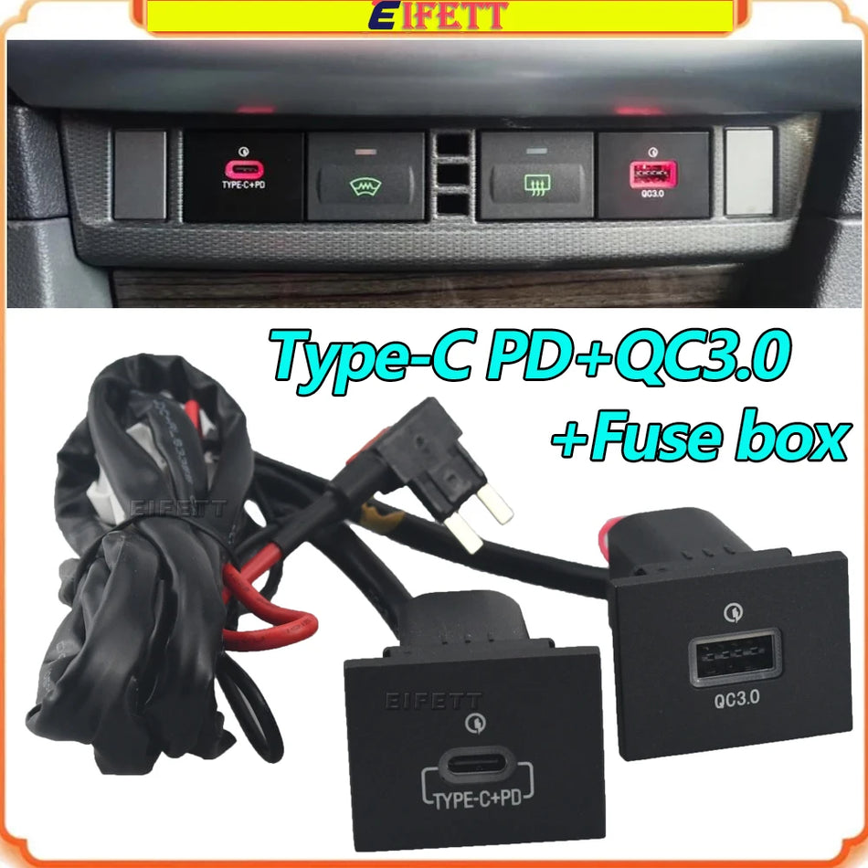 Chargeur USB de voiture Type C PD avec charge rapide QC3.0 pour Ford Focus Mk2