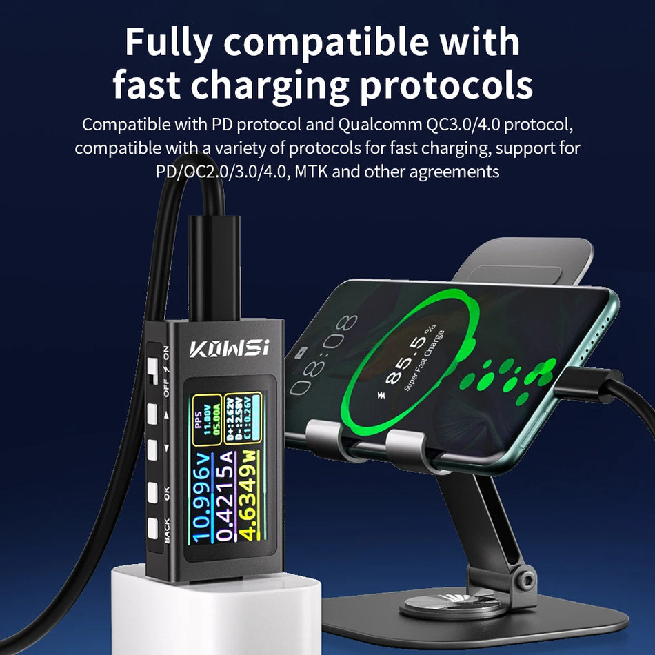 DC 4-30V 0-12A Type-C-testeri 1,14 tuuman digitaalisella näytöllä