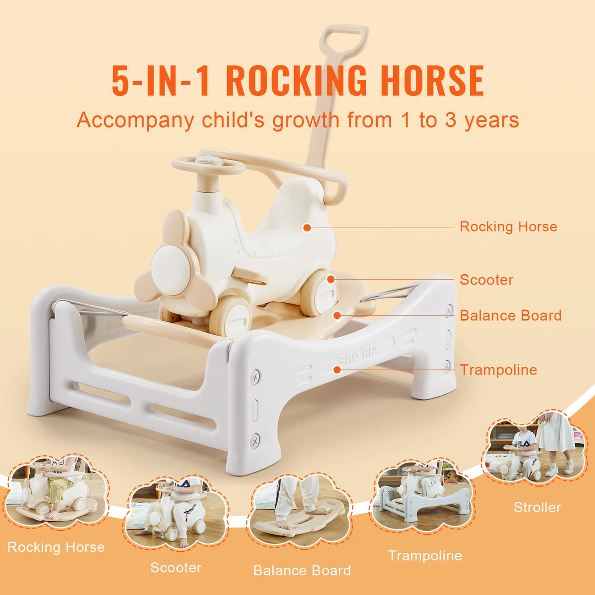 SucceBuy 5 In 1 HDPE Rocking Horse &ndash; Detachable Board
