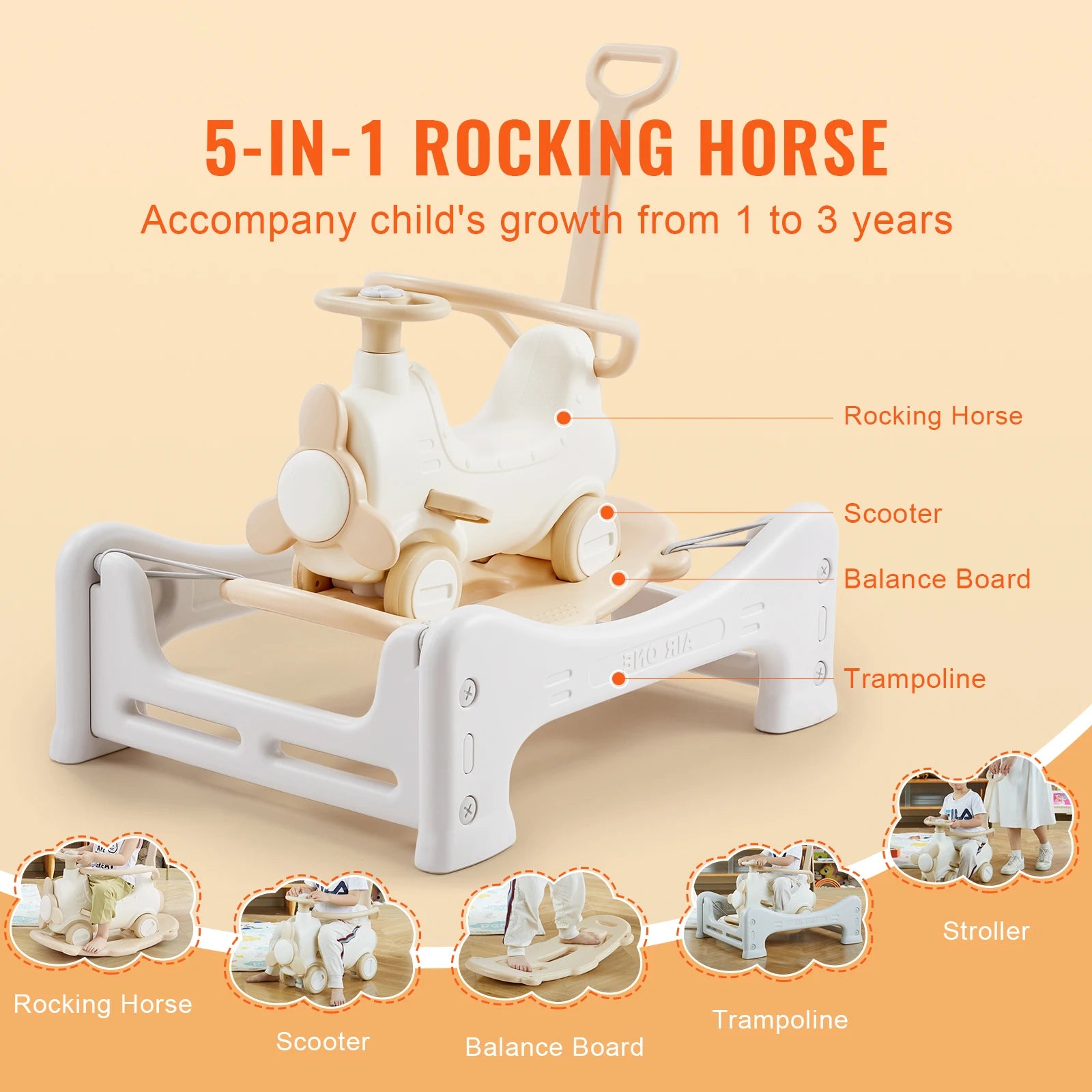 SucceBuy 5 In 1 HDPE Rocking Horse &ndash; Detachable Board
