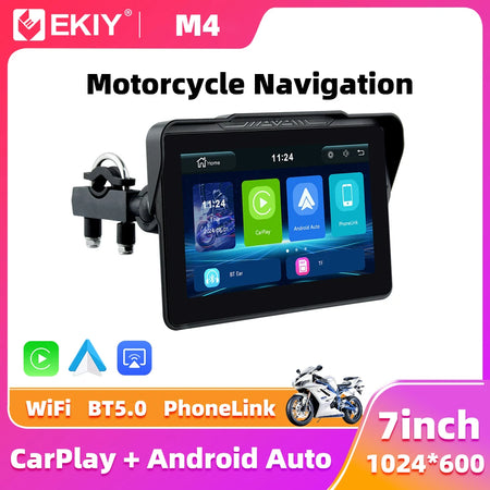 EKIY 7 Inch Portable Motorcycle Dashboard GPS &ndash; Waterproof IPX7 Display with Android Auto