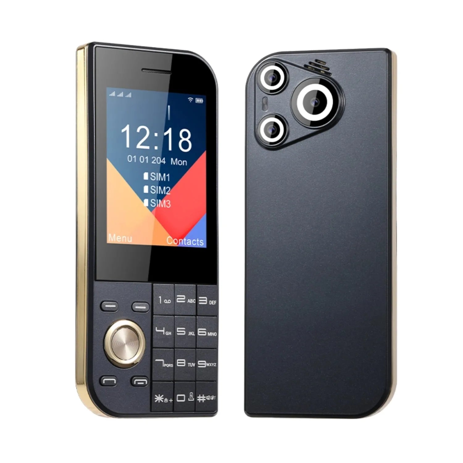 Ultra Slim Pocket Phone &ndash; Triple SIM SOS Big Screen Dark Blue / Full set