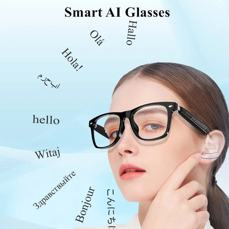Smart Glasses AI Translator with Bluetooth, Voice Assistant, and Camera