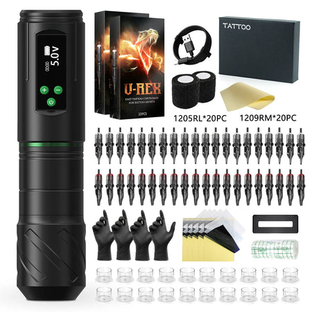 Tattoo Machine T-Rex Wireless &ndash; LED Display 1600mAh Power black Kit 02