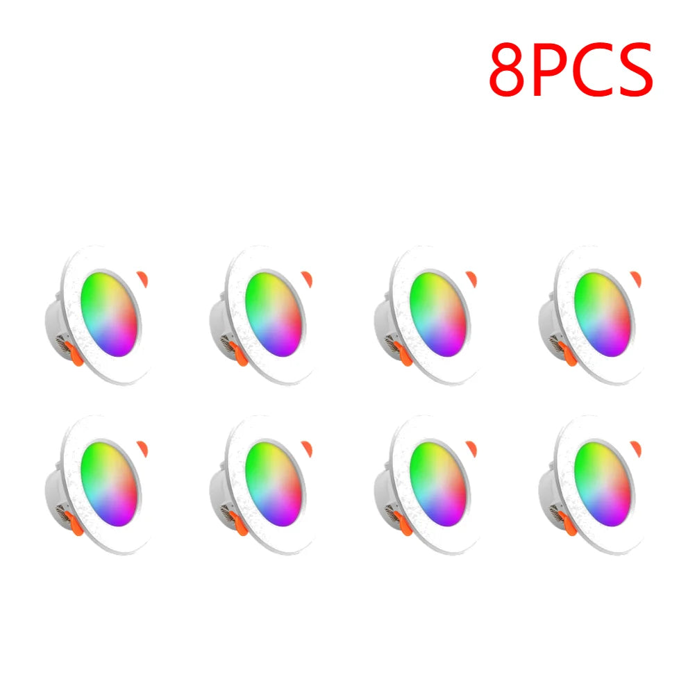 1-10PCS 10W Smart LED Downlight Bluetooth Ceiling Lamp RGB Lamp APP Remote Control Color Changing light for Google Alexa Home 8PCS
