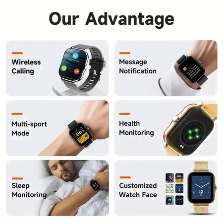 LAXASFIT 2025 Smart Watch Full Touch Heart Rate Monitor
