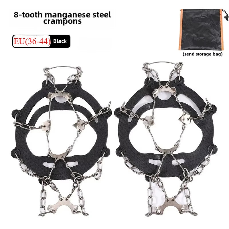 DKSTINYE Outdoor Winter Crampons - Anti-Slip Snow Spikes for Hiking and Climbing Black