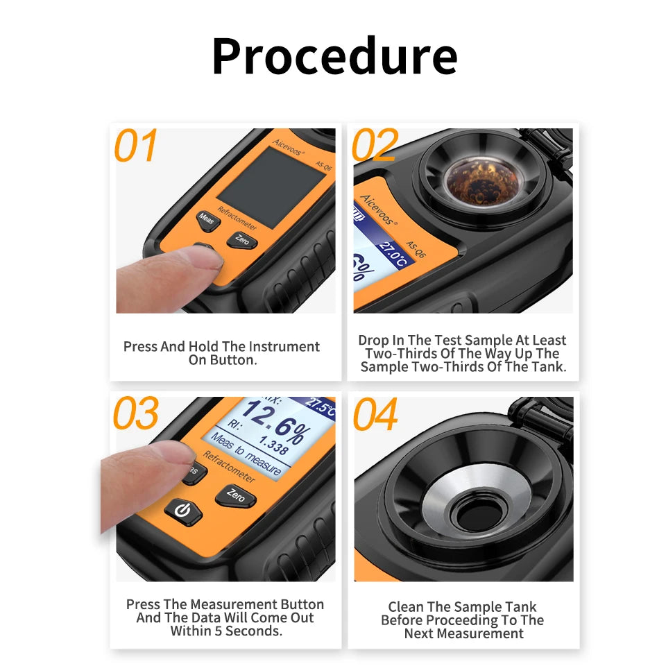 Aicevoos Digital Refractometer Brix Meter - Accurate Sugar Content Measurement for Beverages &amp; More