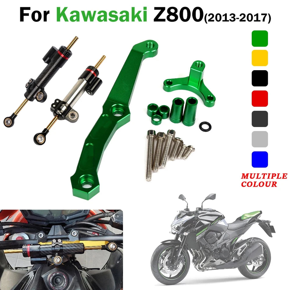 Kawasaki Z800 Steering Damper Kit With Aluminum Adjustable Bracket Stabilizes Handlebar For 2015-2017