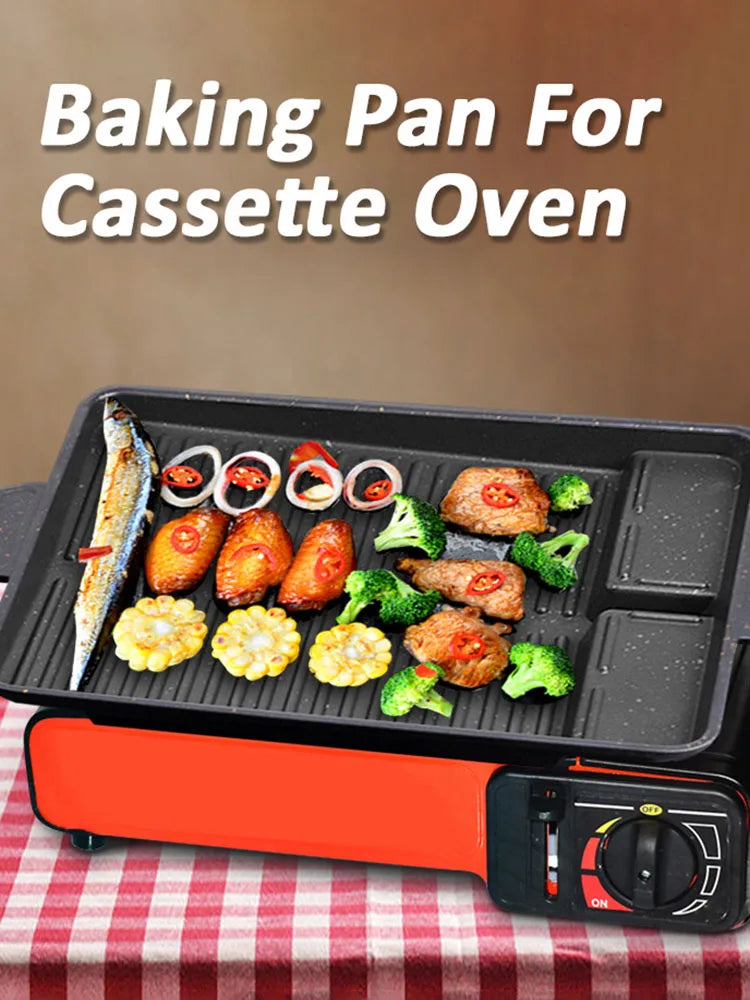 Portable Non-Stick BBQ Grill Pan 32x26cm for Korean Barbecue