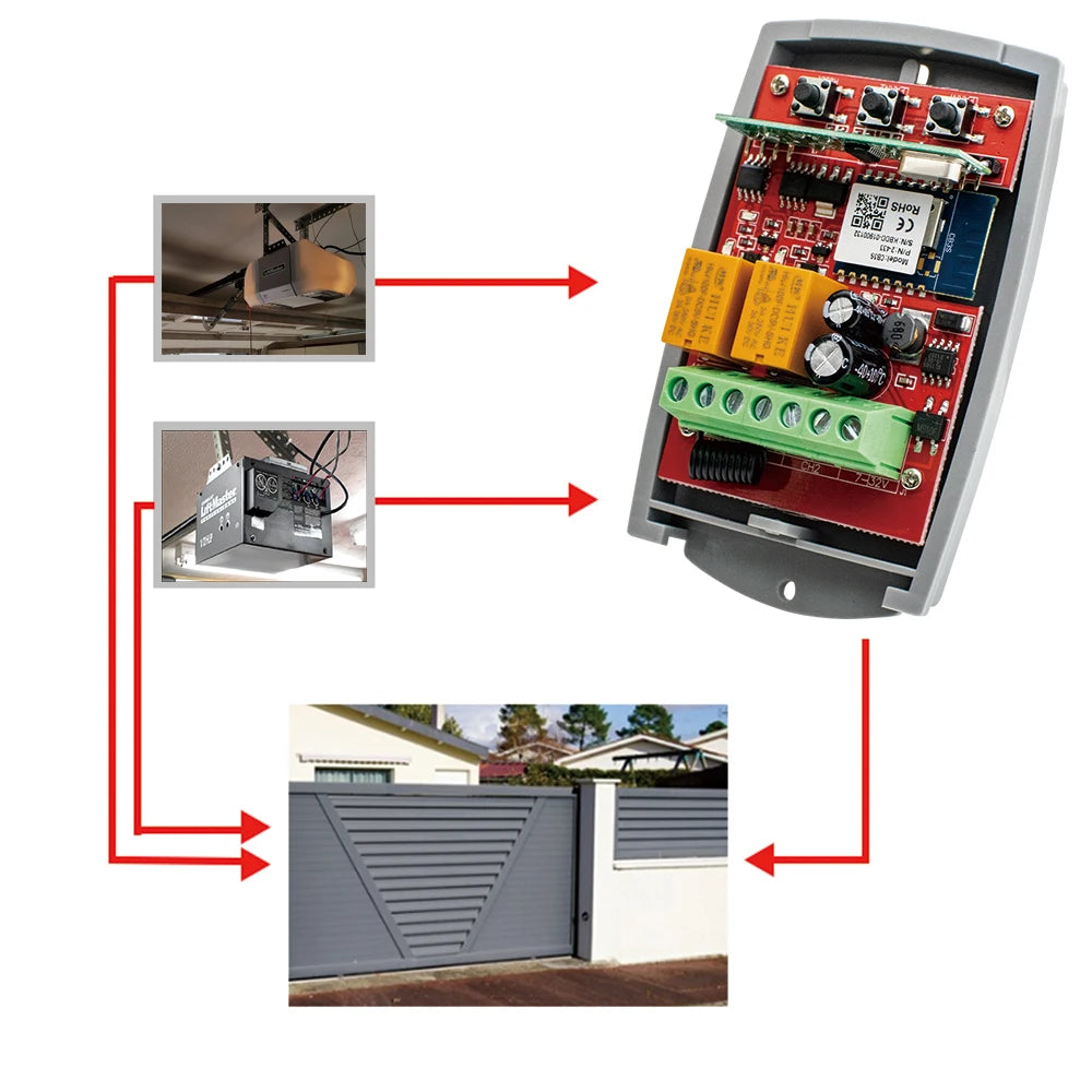 Tuya Universal Smart Wifi Garage Door Controller - 2CH 433MHz Remote Control
