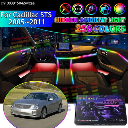 For Cadillac STS 2005~2011 2006 2007 RGB Car Interior Ambient Lights Strips Breathing Lighting Kit App Control LED strips Auto by InterCyprus Trading Ltd
