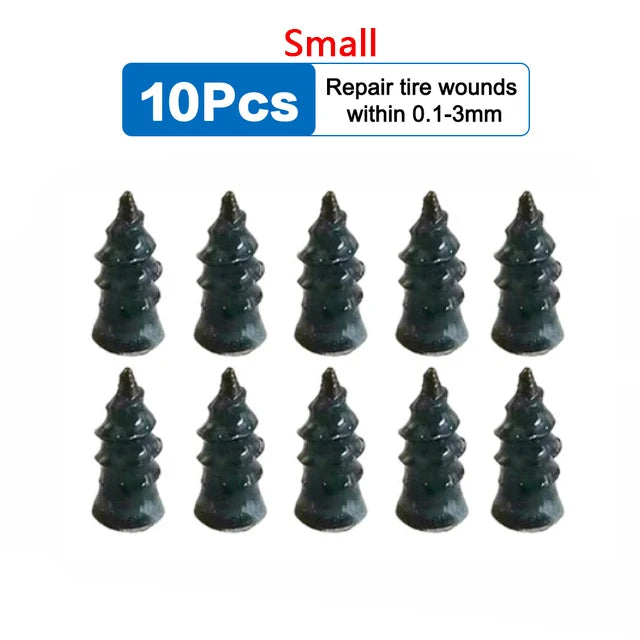 Vacuum Car Tyre Repair Rubber Nail Set - Tubeless Tire Screws Kit for Motorcycles &amp; Trucks small 10pcs