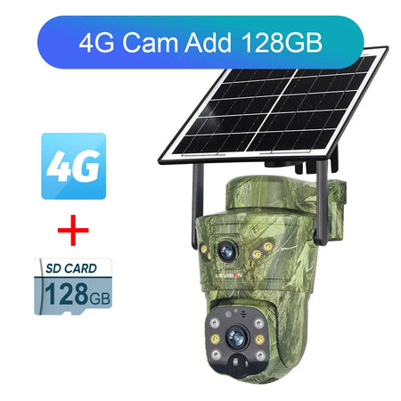 LS VISION 8MP Dual Screen Solar Camera Outdoor 4G/WiFi PTZ PIR Detection 2-Way Talk Waterproof Surveillance Cameras V380 Pro App 4G Cam Add 128G / CHINA