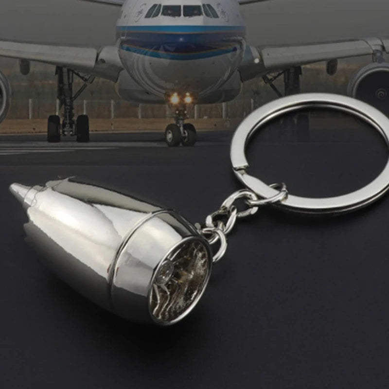 Trendy Metal Jet Engine Keychain for Men - Fashionable Car and Bag Accessory 01
