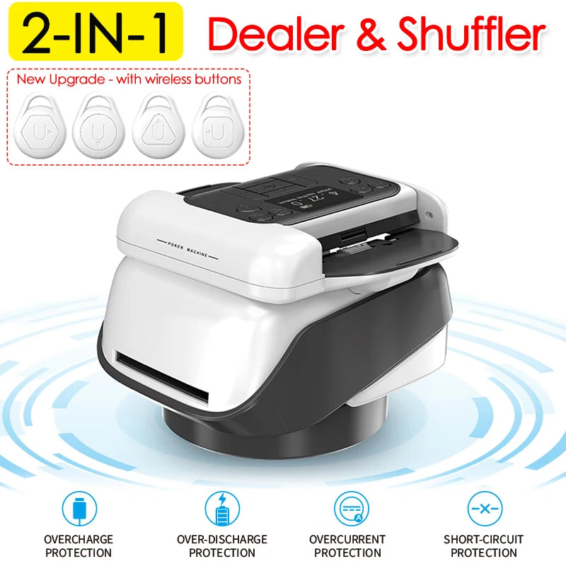 Automatic Card Shuffler And Dispenser With Rotating Top And Wireless Buttons
