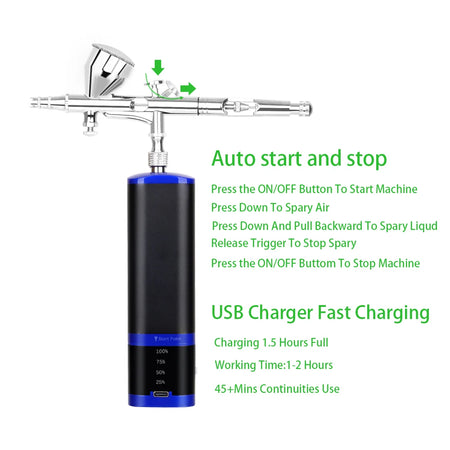 Portable Cordless Airbrush Mini Compressor Set - Noiseless