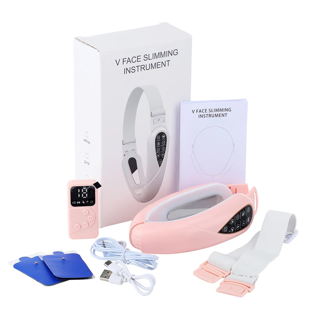 Electric Facial Lifting Massager Double Chin - V Shape Lift Pink