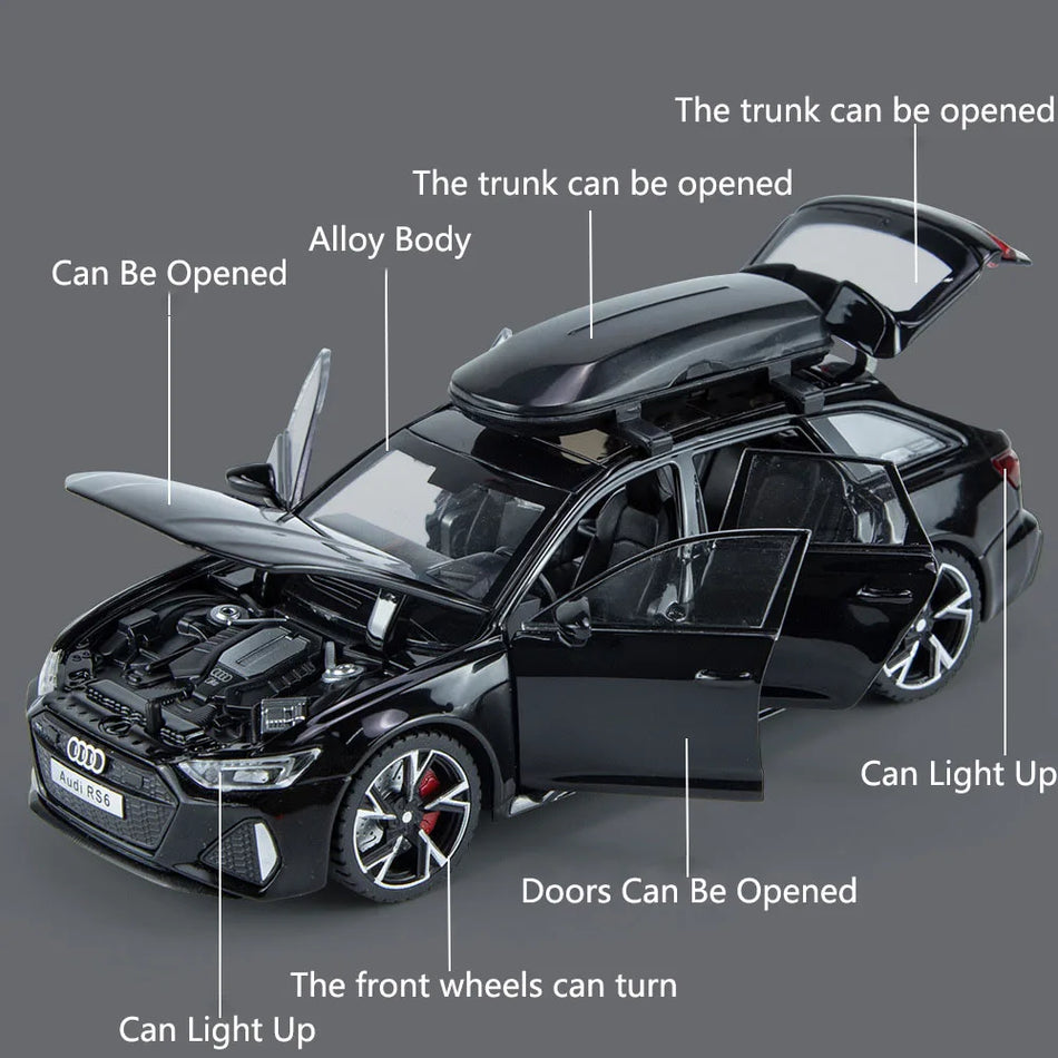 1:32 Alloy Diecast Car with Sound and Lights for Audi RS6