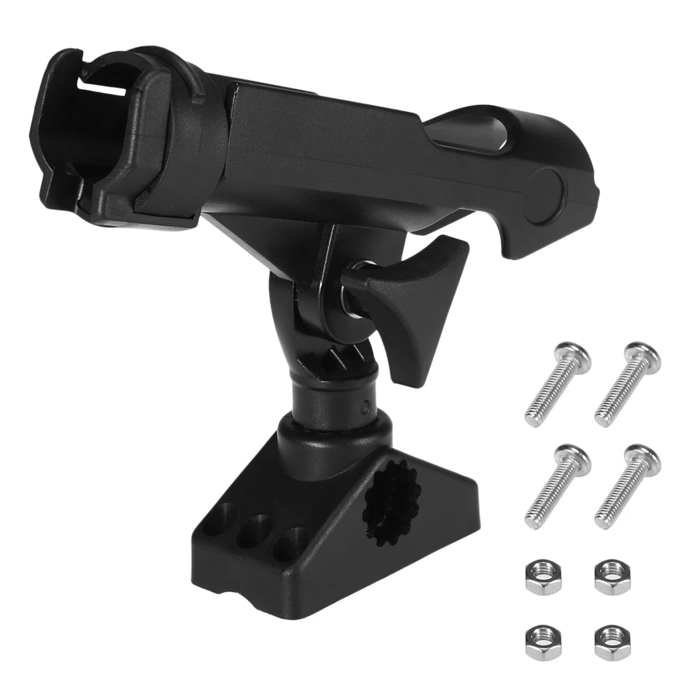 Fishing Rod Holder Base Stainless Steel &ndash; 360 Degree Rotate Black