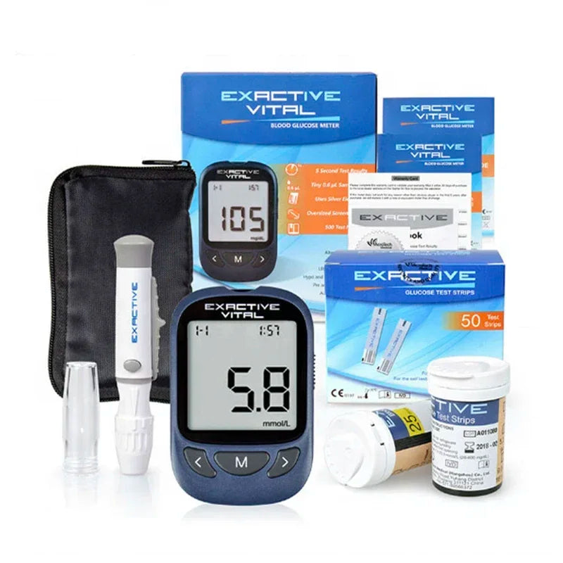 EXACTIVE VITAL Blood Glucose Tester Kit &ndash; Comprehensive Diabetic Monitoring