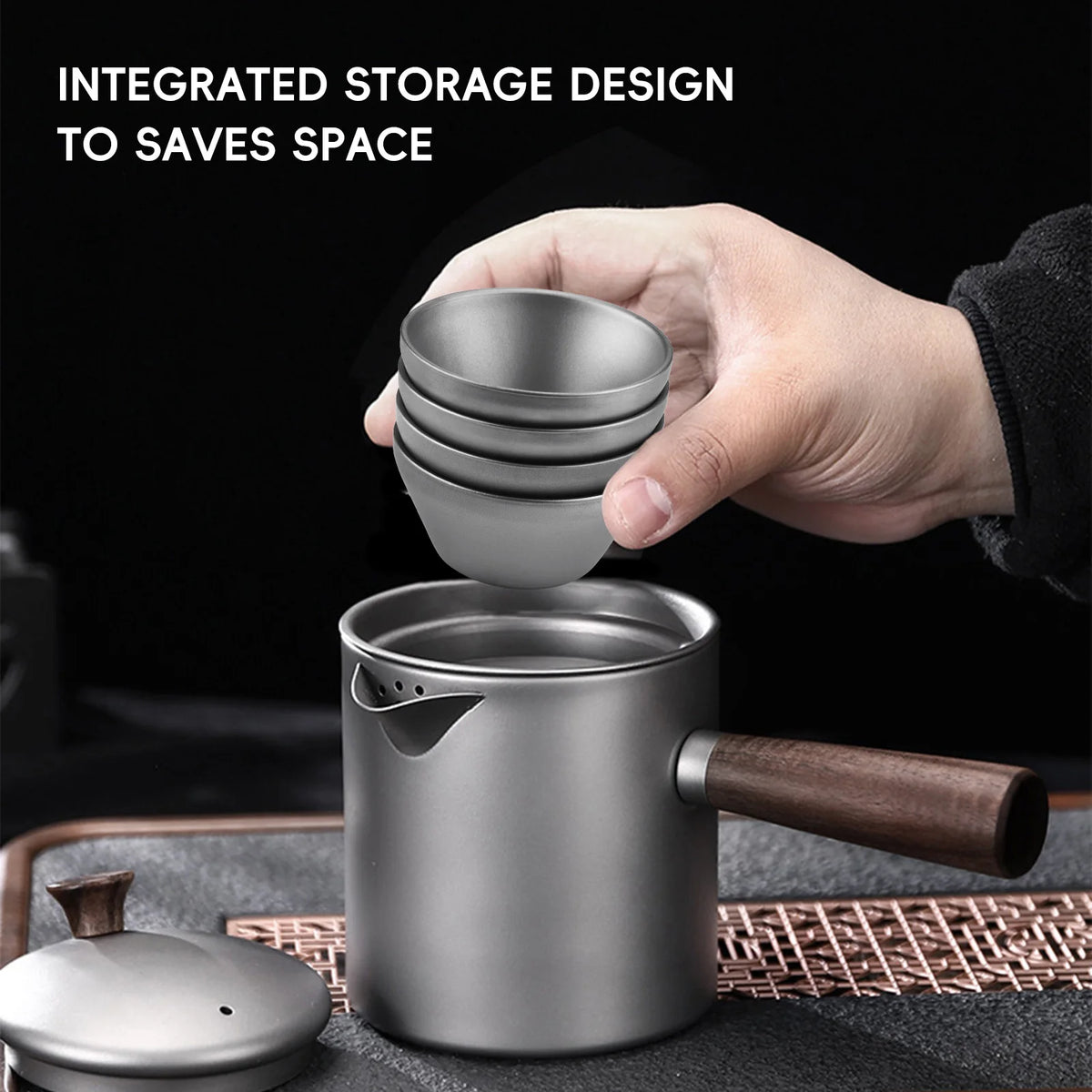 Ti Tea Kettle with Wood Handle &ndash; Portable Tea Maker